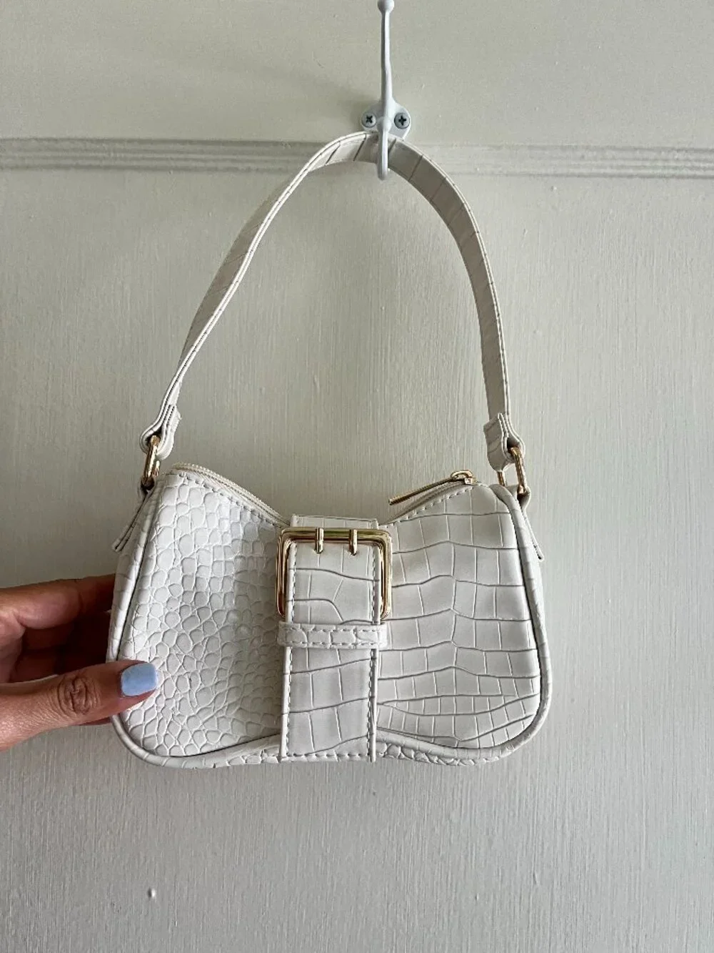 White Small Faux Leather Purse